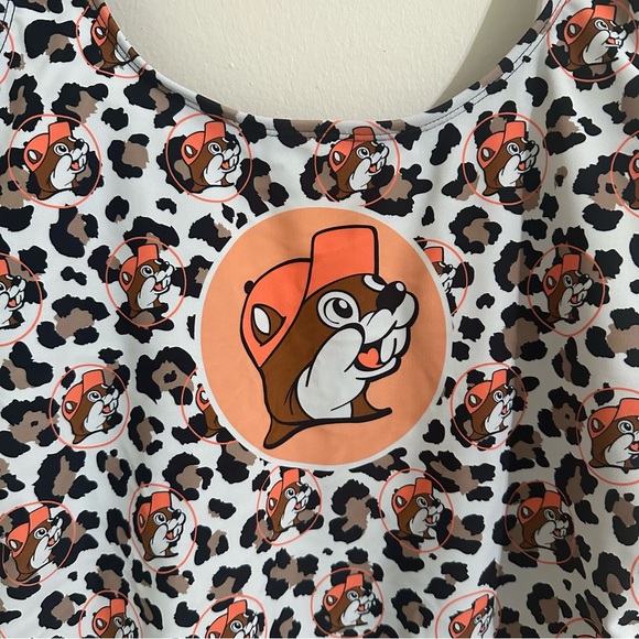 Leopard Print One Piece Swimsuit with Orange Detail - Picture 2 of 4